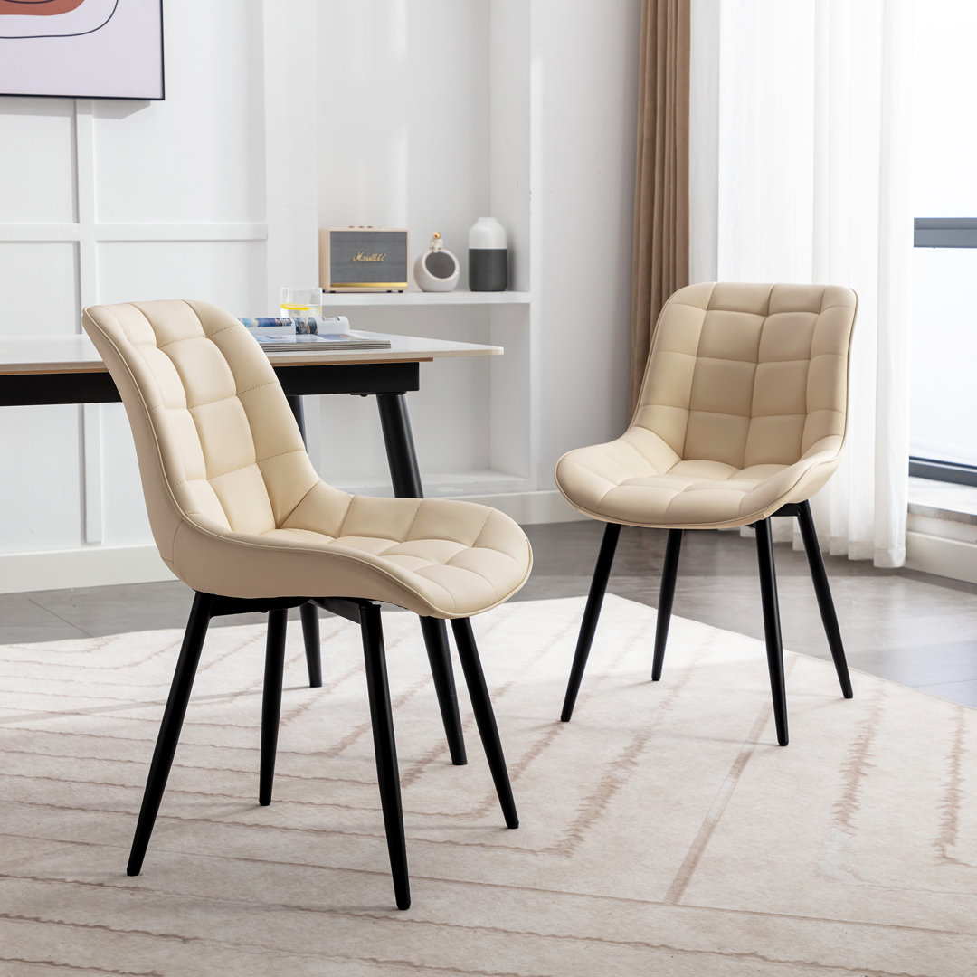 Seferina Leather Dining Chairs Set of 2 – Modern Upholstered Kitchen Side Chairs with Sturdy Metal Legs, Mid-Century Design for Dining Room, Restaurant & Office (Set of 2) Latitude Run® Upholstery 