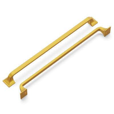 Forge Collection Handle Pull - 12" Center to Center Cabinet Pull Brushed Golden Brass - Farmhouse Hardware for Drawers & Cabinets