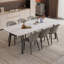 Ensemble de table de salle à manger 7 pièces en pierre frittée avec 6 chaises en cuir PU-381494490