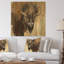 Into the Wild Gold Buffalo - impression de campagne moderne sur bois de pin naturel-37110506