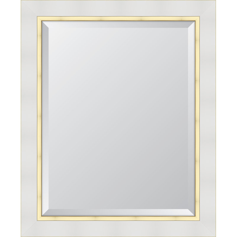Agans Flat Wall Mirror, 34" x 28", White/Gold