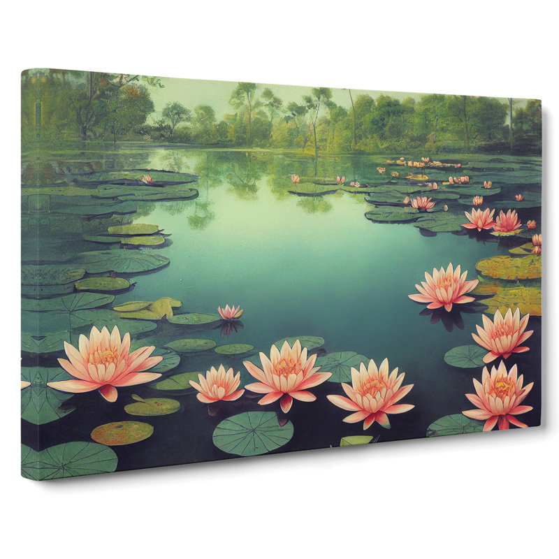 Exclusive Water Lily Pond - Wrapped Canvas, 50cm H x 76cm W x 3cm D