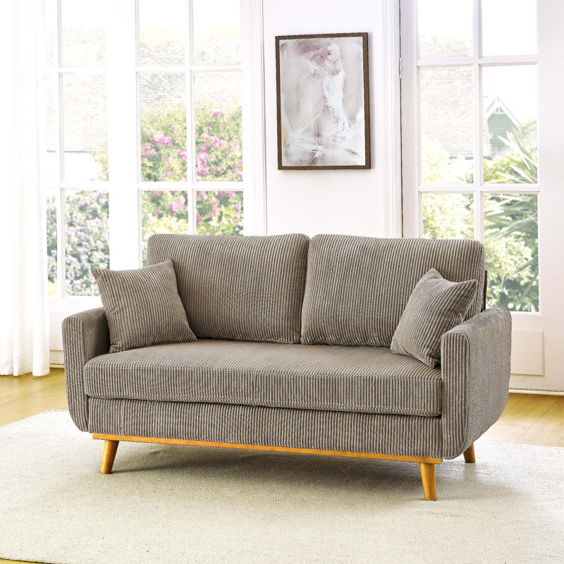 Causeuse en tissu avec accoudoirs et coussins décoratifs Corduroy