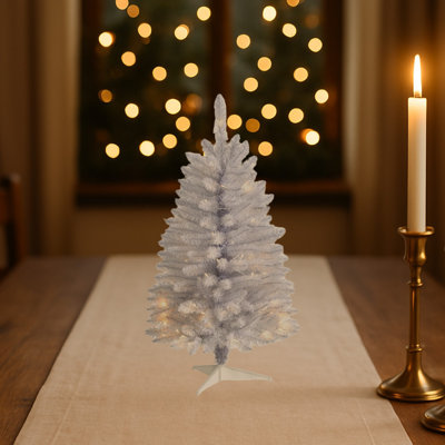 Arbre de Noël artificiel blanc avec lumières pré-enfilées