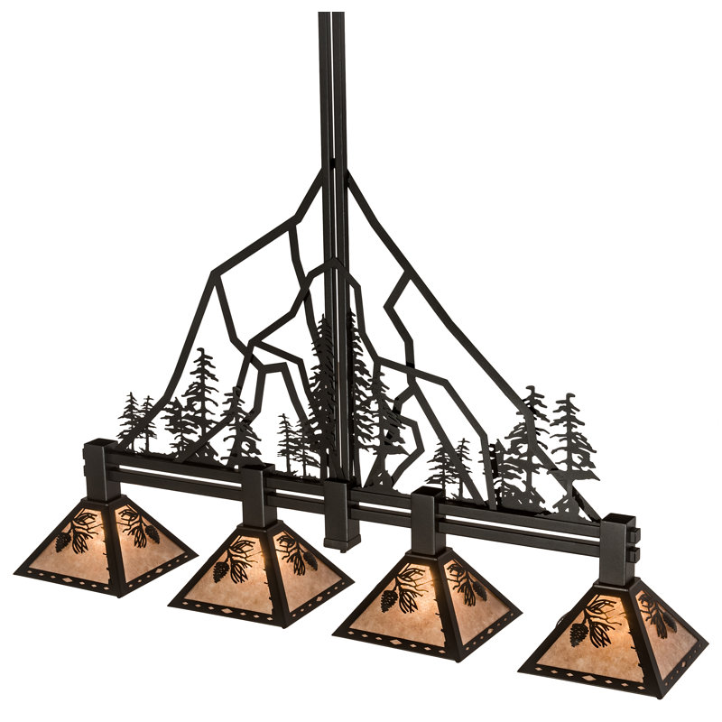 Luminaire suspendu linéaire à 4 lumières pour îlot de cuisine Tall Pines