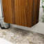 Armoire murale pliante en noyer de 30 pouces avec lavabo en céramique - Économie d'espace et assemblage facile, installation brevetée en 1 minute