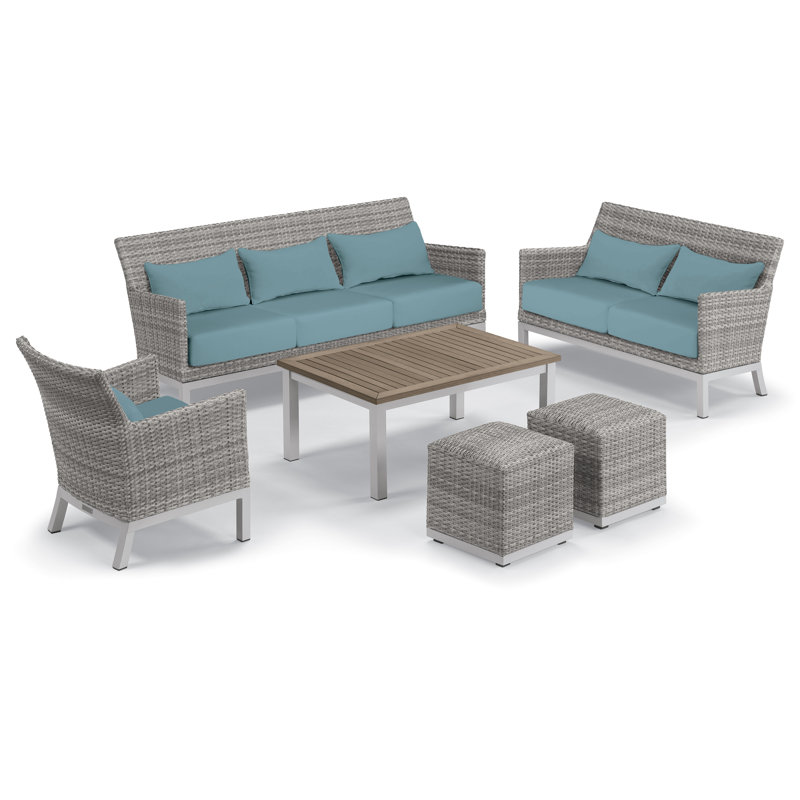 Saleem Outdoor Conversation Set, Ice Blue