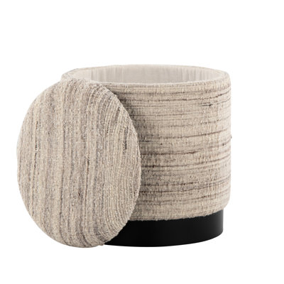 Rangement de 18 po en métal noir et laine tissée à la main crème, couvercle amovible, limite de poids de 250 lb, profondeur de produit de 16 po, largeur de la base, profondeur, poids de 13 lb, hauteur de l'emballage de 19,25 po à l'intérieur, couvercle