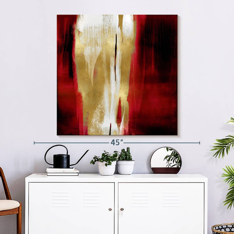 Avery Free Fall Red With Gold I, 33" H x 33" W