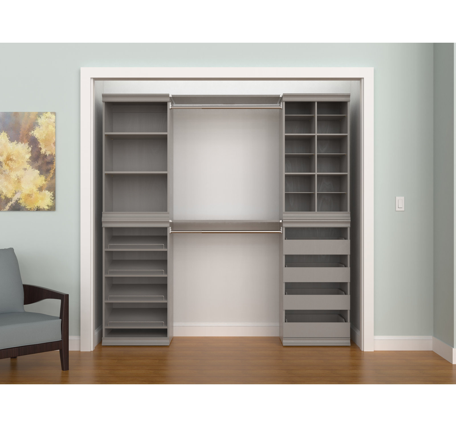 Modular Storage Closet System, Taupe