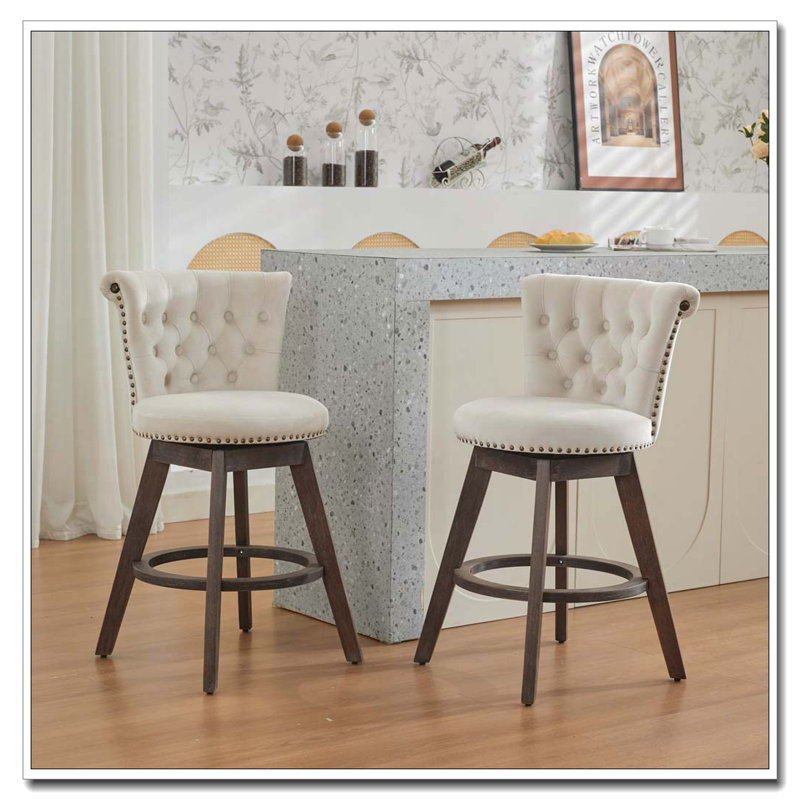 Tabouret de bar pivotant à 360 °, Beige