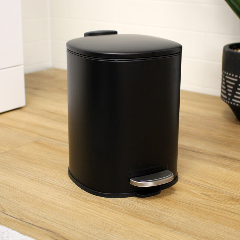 Arkadelphia Steel Step On Kitchen Trash Can - 0.21L, Black