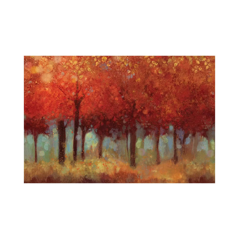Red Forest by Asia Jensen - Wrapped Canvas Painting, 20.32 cm H x 30.48 cm W