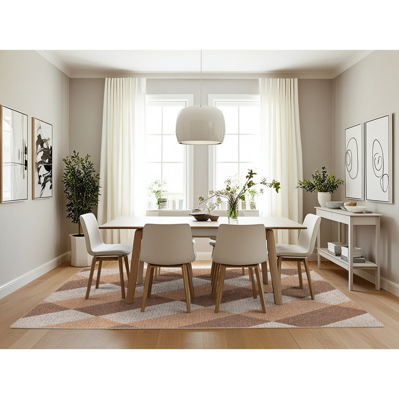 Tapis beige / brun à motif géométrique Antrez, Rectangle 7 pi x 10 pi