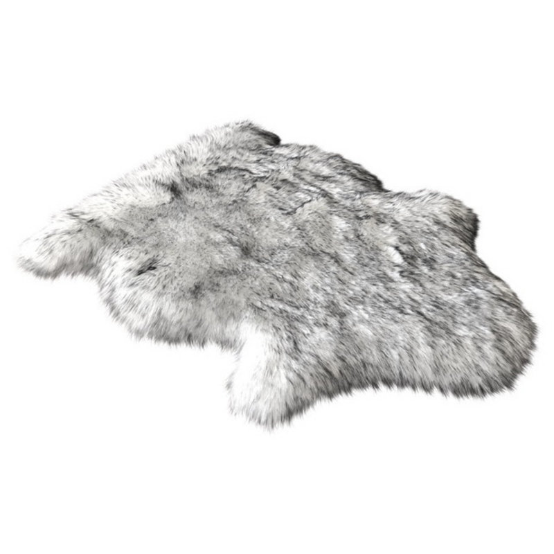 Tapis gris à poils longs fabriqué à la main Amaranta, Nouveauté 2 pi x 3 pi