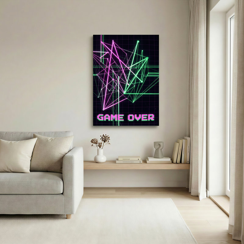 «Neon Game Over», ensemble de 1 reproduction d'art sur toile, H 18 po x l 12 po
