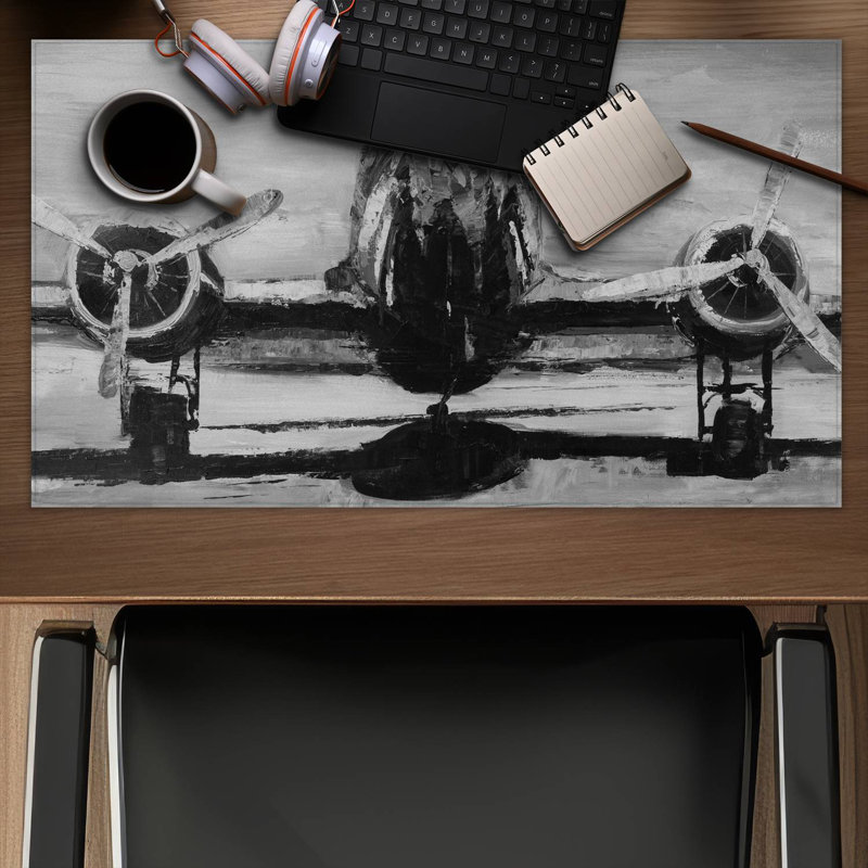 Grayscale plane - 14.00"x24.25" Desk mat