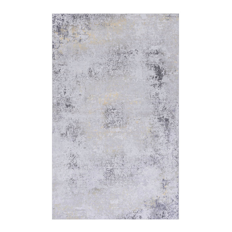 MAVAL Gold Washable Rug 3X5 Area Rug (Gray+Gold, 3' X 5'), Rectangle 3' x 5'