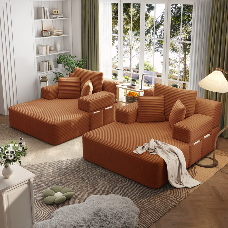 Ensemble de chaise longue surdimensionnée 2 pièces, Orange