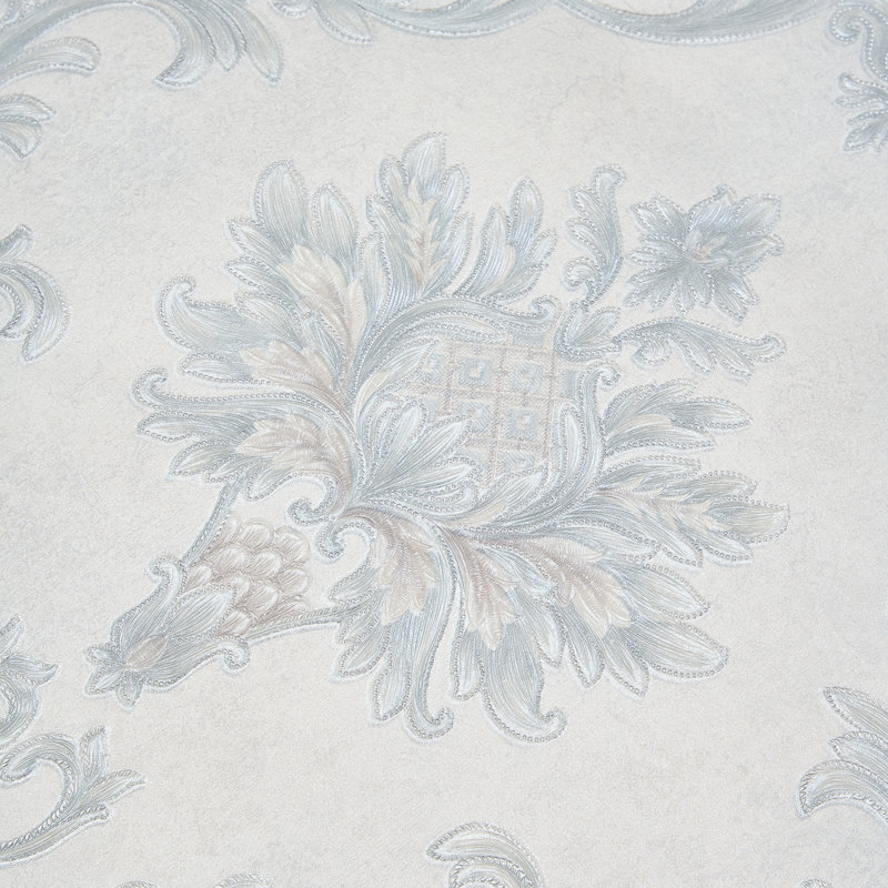 Non-Pasted Non-Woven 3D Embossed Wallpaper Roll, Blue/White
