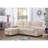97.5"W Beige Velvet Fabric Reversible Sleeper Sectional Sofa Chaise