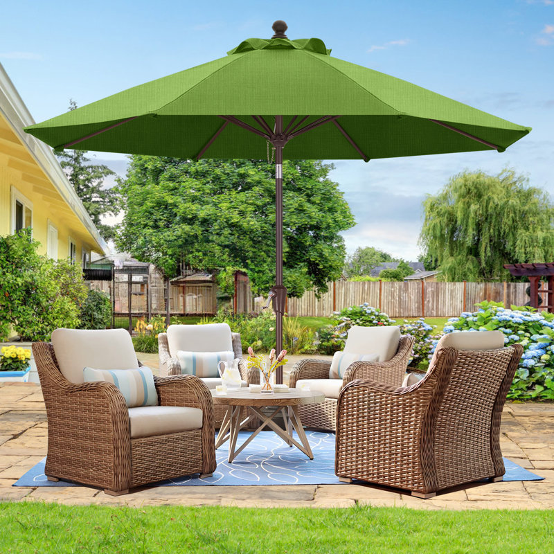 Parasol de marché en oléfine de 2,74 m (9 pi) avec inclinaison et levage à manivelle, Vert pré