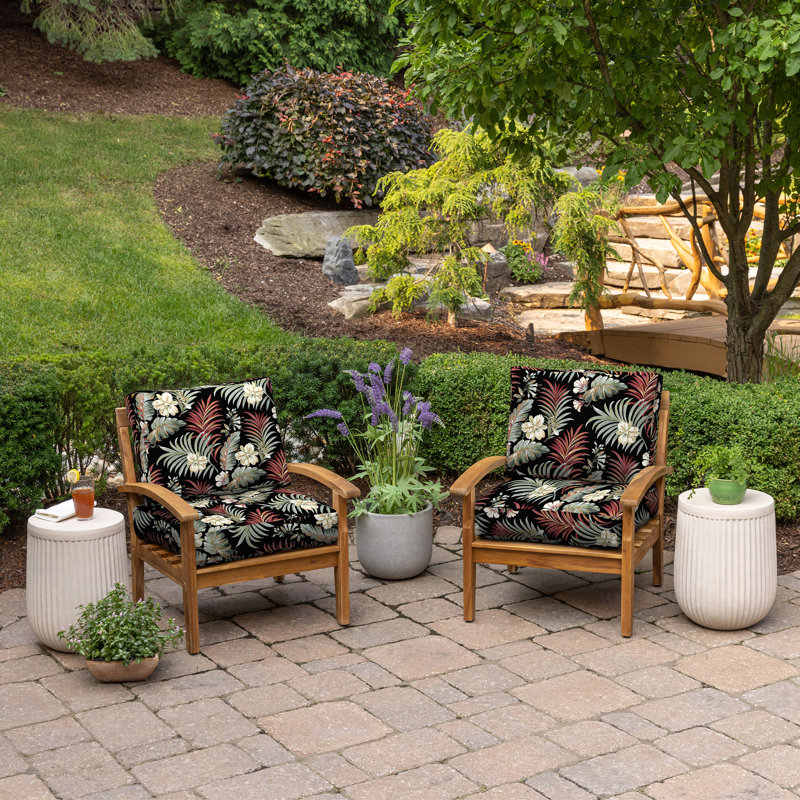 ARDEN Outdoor Lounge Chair 6" Cushion, Simone Black Tropical