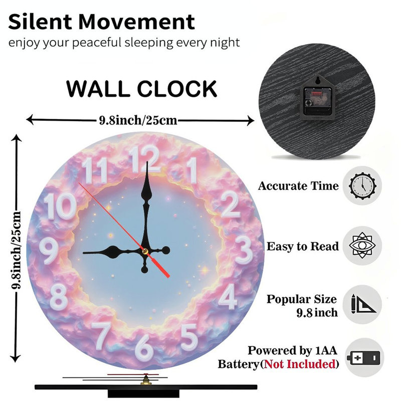 Numbers On Cloud Clock Face