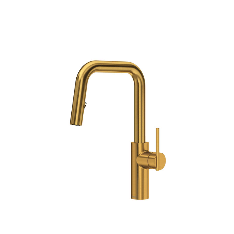 Lateral Pull-Down Kitchen Faucet With U-Spout, Brushed Gold