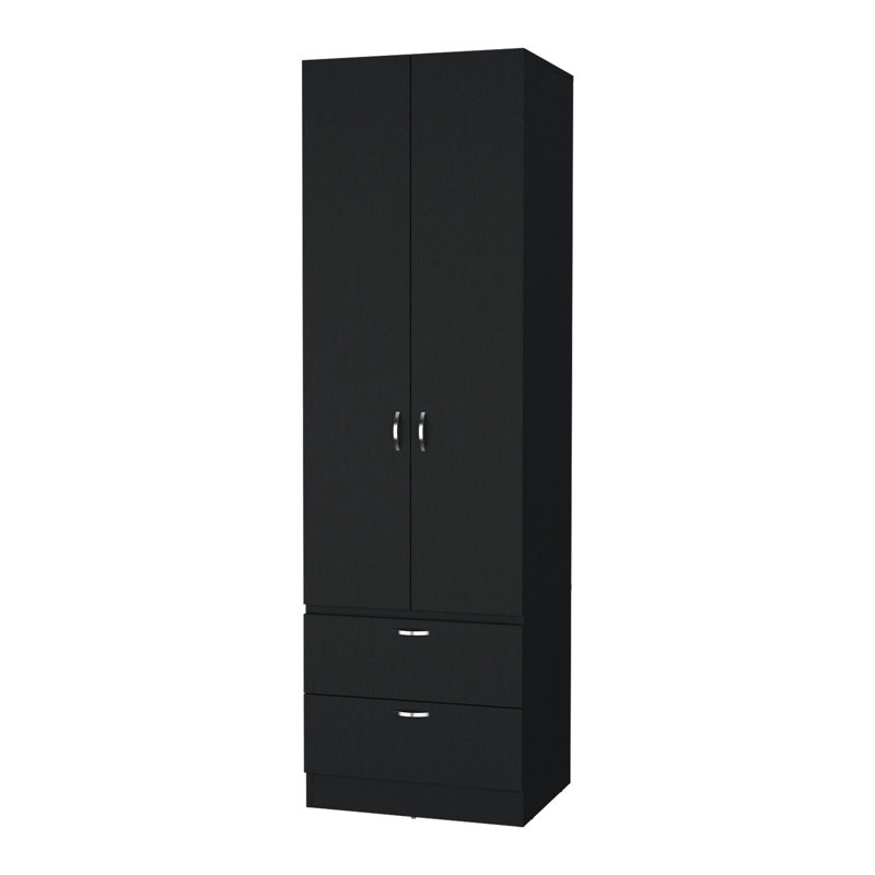 Armoire 2 tiroirs blanche 2 tiroirs, Noir, H 76,8 po x l 23,3 po x P 19,5 po