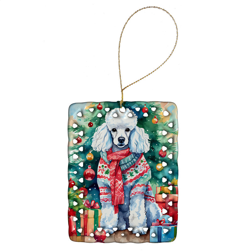 Ornement en porcelaine de Noël caniche, Caniche 3583