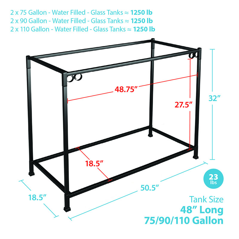 Rectangle Aquarium Stand, Black 75 Gallon