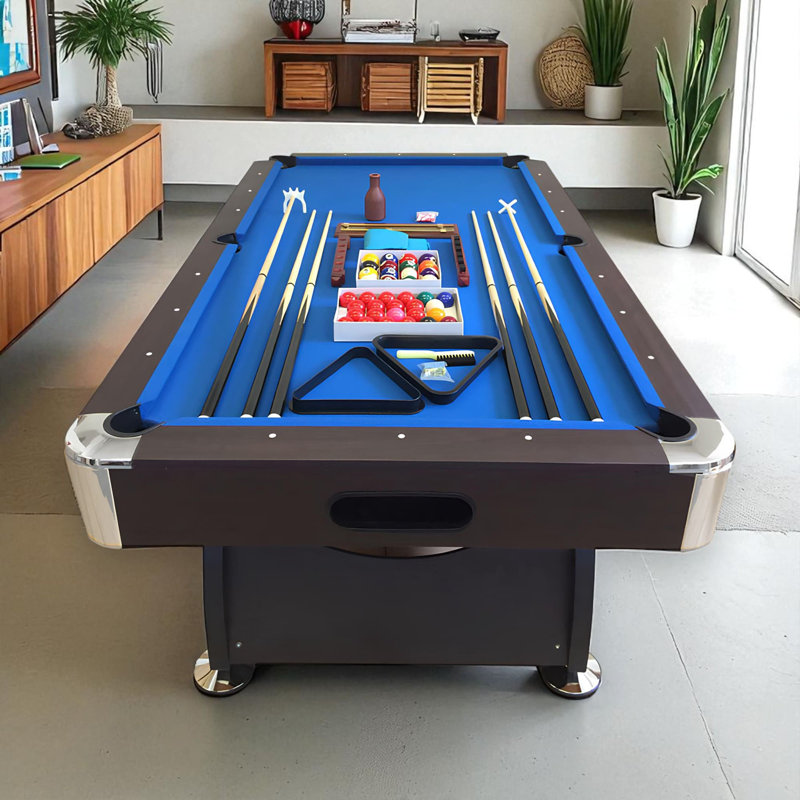 Table de billard avec feutre professionnel, retour de balle automatique et accessoires de billard complet, Bleu