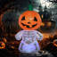 Décorations d'extérieur gonflables d'Halloween 6 pi, fantôme squelette souriant avec tête de citrouille et lumières DEL