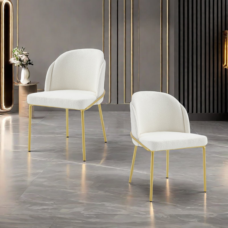 Collings Curved Back Upholstered Dining Chair (Set of 2), White, Brown