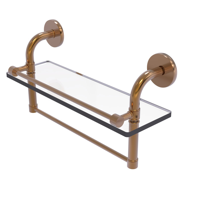 Tioga Bracket Shelf with Towel Bar, Brushed Bronze, 8" H x 16" W x 5" D