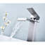 Robinet de lavabo de salle de bain avec bec cascade et poignée simple, drain escamotable sans trop-plein, acier inoxydable au fini nickel brossé, débit stable pour une atmosphère calme, eau facile à gérer