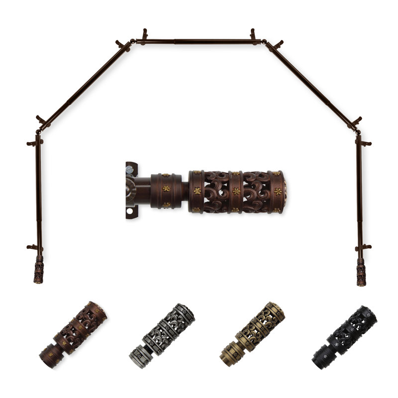 Tringle à rideaux simple ajustable Cel1, Cacao, 28 po à 48 po (chaque côté)