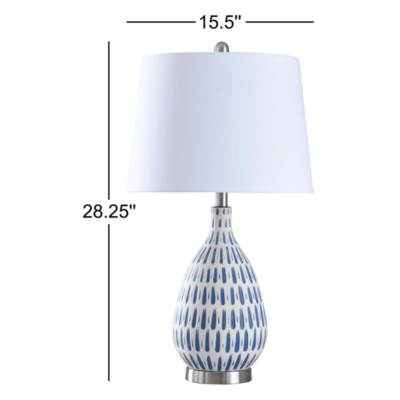 Lampe de table 28 po Gaston, Blanc / bleu