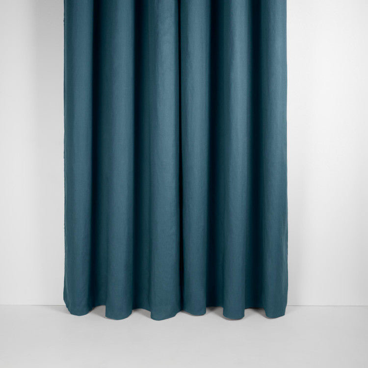 Carlina Linen Room Darkening Curtain Single Panel, Deep Turquoise, Width 190 x Drop 270cm