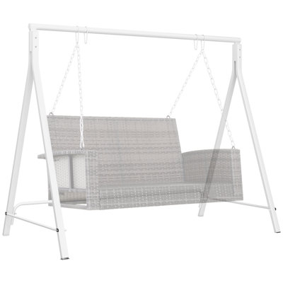 Support de balançoire de porche en métal, structure robuste, support de chaise suspendue seulement, capacité de charge de 240 kg, blanc