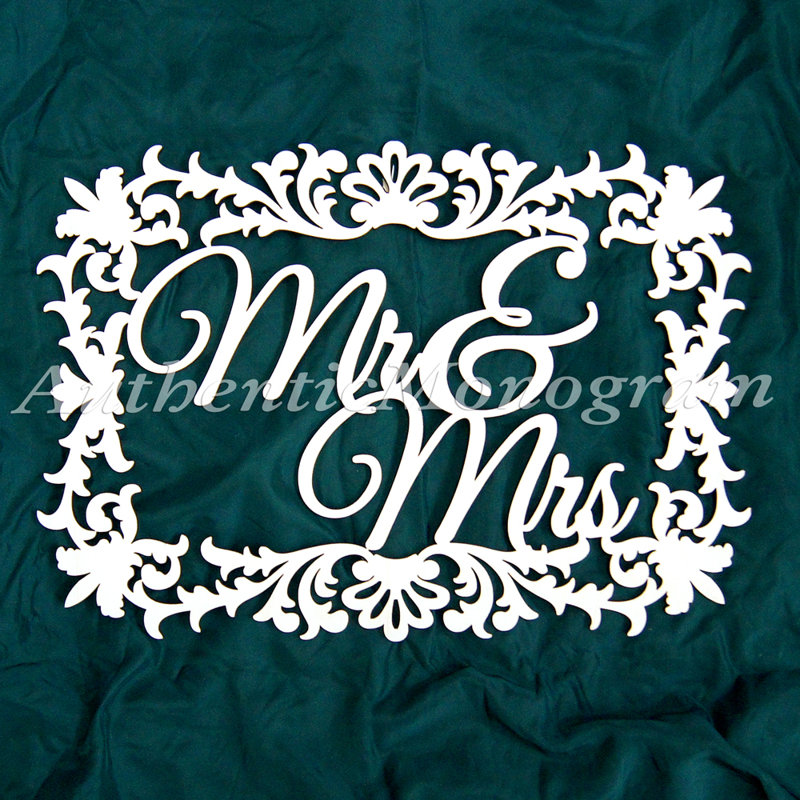 Décoration murale monogramme en bois Mr et Mme