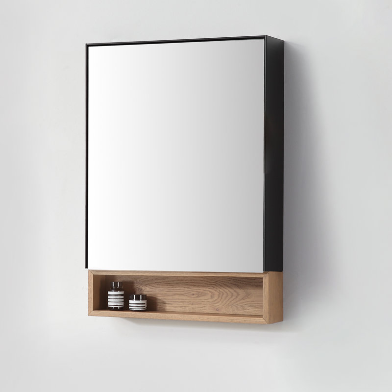 Bergen 24" Medicine Cabinet, Matte Black/Pecan Oak