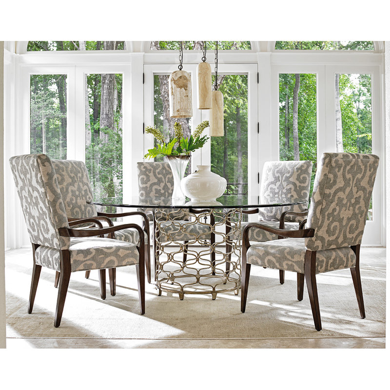 Laurel Canyon Bollinger Round Dining Table with Glass Top, 72" W x 72" L