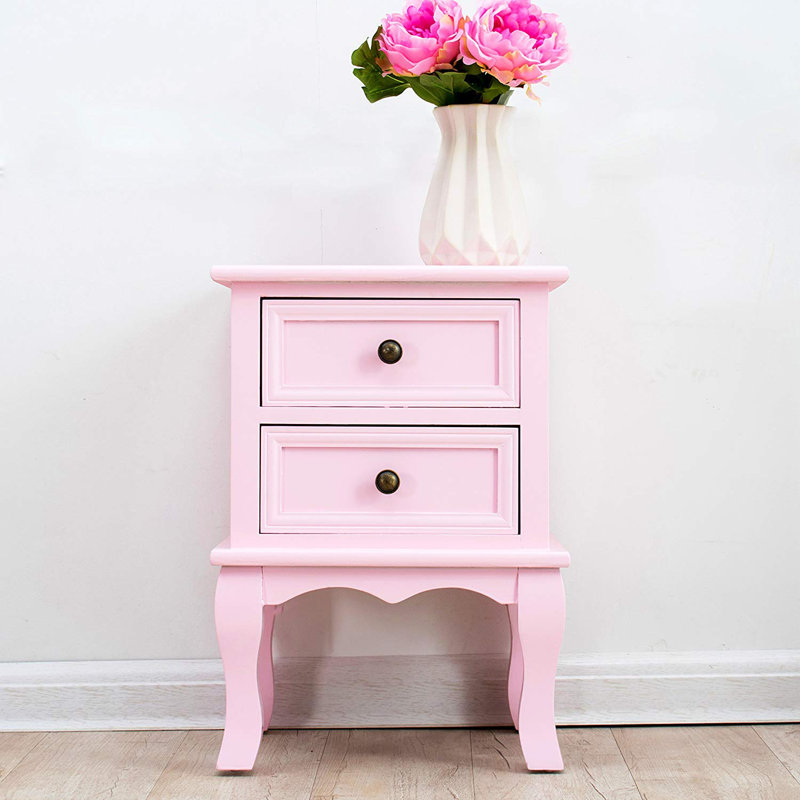 Stephon 35cm W Manufactured Wood Bedside Table, Pink/Pink