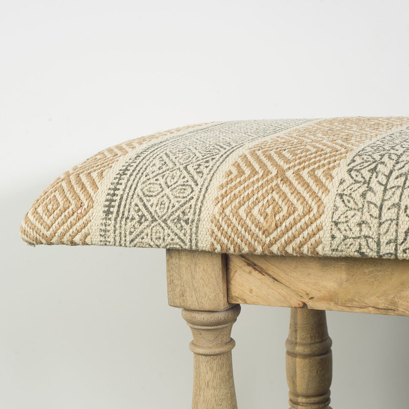Hortense Upholstered Bench, Brown/Beige/ Striped
