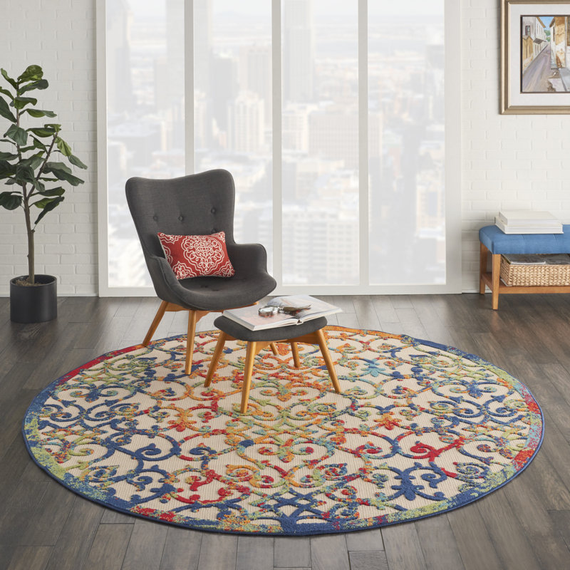 Tapis transitionnel multicolore Newton, Rond 7 pi 10 po