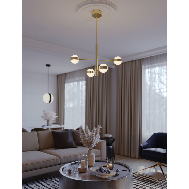 Luminaire suspendu à 4 lumières Verona, Laiton clair antique