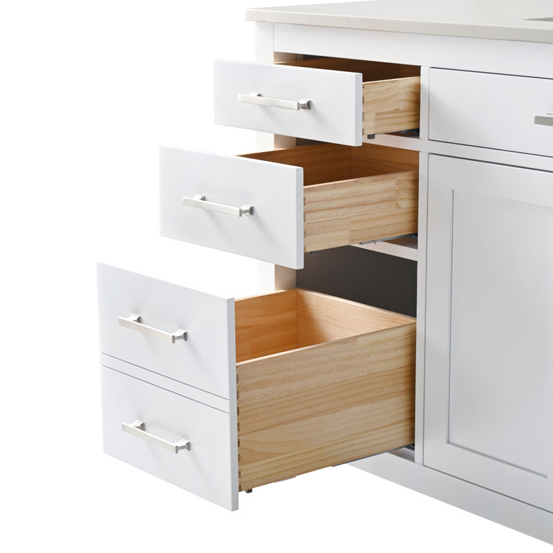 Trevor 60" W Single Vanity, White/Brushed Nickel