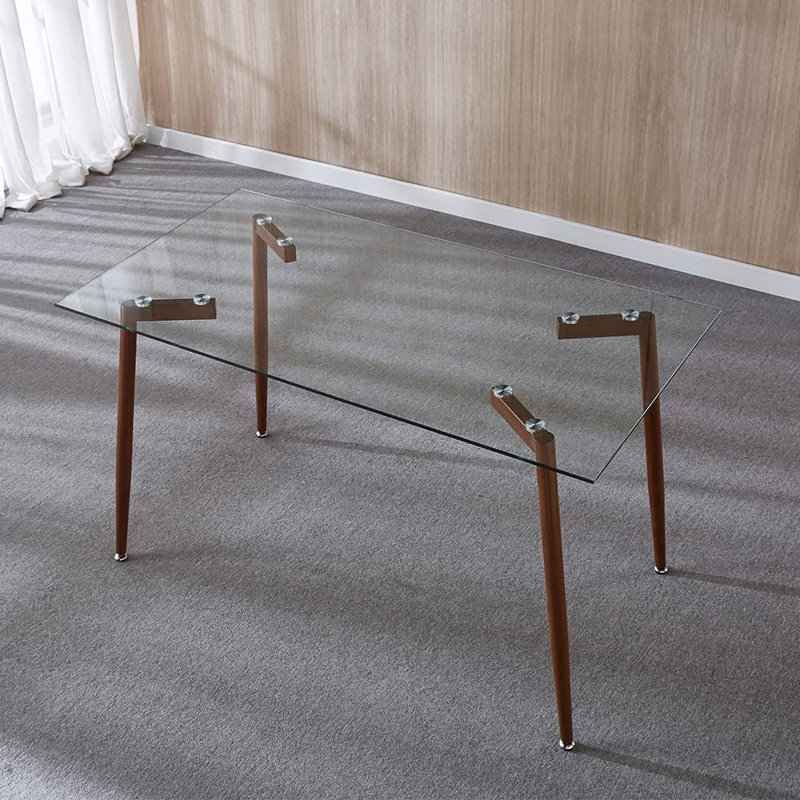 Table de salle à manger rectangulaire en verre